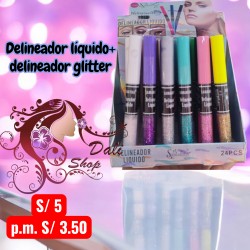 Delineador líquido+ delineador glitter